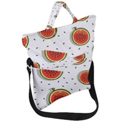 Seamless-background-pattern-with-watermelon-slices Fold Over Handle Tote Bag by uniart180623