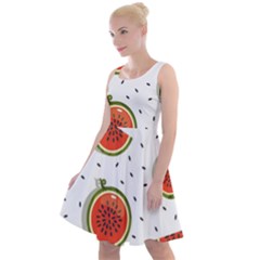 Seamless-background-pattern-with-watermelon-slices Knee Length Skater Dress by uniart180623