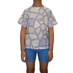 Cartoon-colored-stone-seamless-background-texture-pattern Kids  Short Sleeve Swimwear by uniart180623