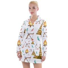 Cute-cartoon-native-american-seamless-pattern Women s Long Sleeve Casual Dress by uniart180623