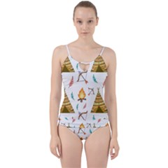 Cute-cartoon-native-american-seamless-pattern Cut Out Top Tankini Set by uniart180623