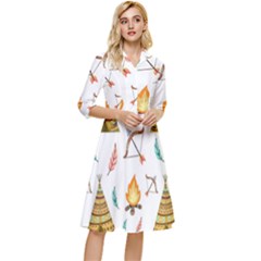 Cute-cartoon-native-american-seamless-pattern Classy Knee Length Dress by uniart180623