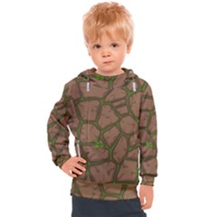 Cartoon-brown-stone-grass-seamless-background-texture-pattern Kids  Hooded Pullover by uniart180623