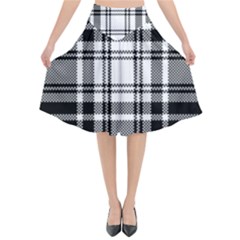 Pixel-background-design-modern-seamless-pattern-plaid-square-texture-fabric-tartan-scottish-textile- Flared Midi Skirt by uniart180623