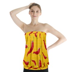 Chili-vegetable-pattern-background Strapless Top by uniart180623