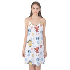 Cute-cartoon-robots-seamless-pattern Camis Nightgown  by uniart180623