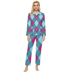 Argyle-pattern-seamless-fabric-texture-background-classic-argill-ornament Womens  Long Sleeve Velvet Pocket Pajamas Set by uniart180623