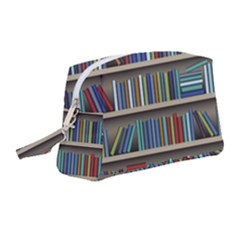 Bookshelf Wristlet Pouch Bag (medium) by uniart180623