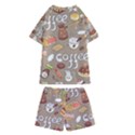 Vector-seamless-pattern-with-doodle-coffee-equipment Kids  Swim Tee and Shorts Set View2