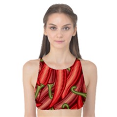 Seamless-chili-pepper-pattern Tank Bikini Top by uniart180623