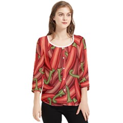 Seamless-chili-pepper-pattern Chiffon Quarter Sleeve Blouse by uniart180623