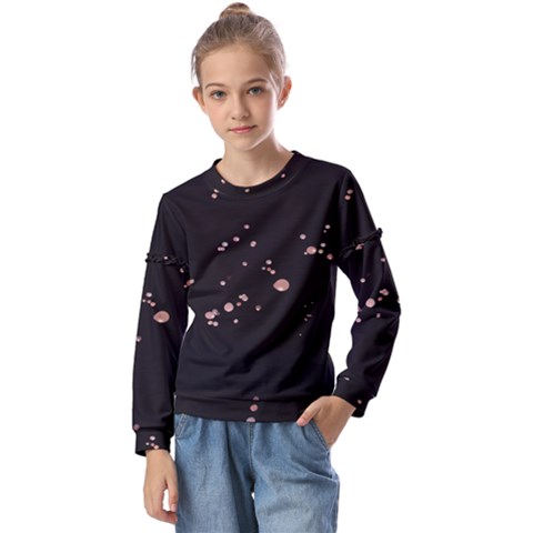 Abstract Rose Gold Glitter Background Kids  Long Sleeve Tee With Frill  by artworkshop