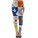 Mexican-talavera-pattern-ceramic-tiles-with-flower-leaves-bird-ornaments-traditional-majolica-style- Lightweight Velour Leggings View1