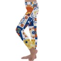 Mexican-talavera-pattern-ceramic-tiles-with-flower-leaves-bird-ornaments-traditional-majolica-style- Kids  Lightweight Velour Classic Yoga Leggings View2