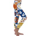 Mexican-talavera-pattern-ceramic-tiles-with-flower-leaves-bird-ornaments-traditional-majolica-style- Kids  Lightweight Velour Classic Yoga Leggings View3