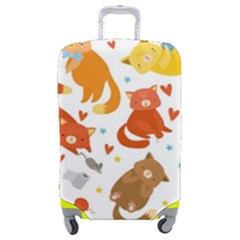 Seamless Pattern With Kittens White Background Luggage Cover (medium) by uniart180623