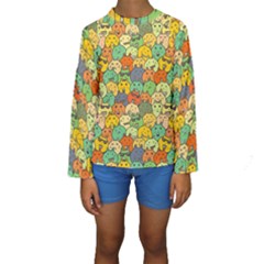 Seamless Pattern With Doodle Bunny Kids  Long Sleeve Swimwear by uniart180623