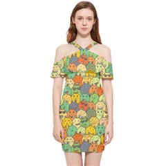 Seamless Pattern With Doodle Bunny Shoulder Frill Bodycon Summer Dress by uniart180623