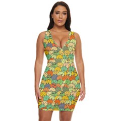 Seamless Pattern With Doodle Bunny Draped Bodycon Dress by uniart180623