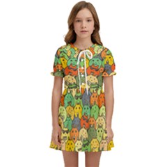 Seamless Pattern With Doodle Bunny Kids  Sweet Collar Dress by uniart180623