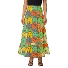 Seamless Pattern With Doodle Bunny Tiered Ruffle Maxi Skirt by uniart180623