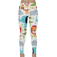 Seamless-pattern-vector-with-animals-cartoon Lightweight Velour Classic Yoga Leggings by uniart180623