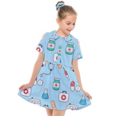 Medical-seamless-pattern Kids  Short Sleeve Shirt Dress by uniart180623