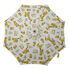 Vector-pattern-with-cute-giraffe-cartoon Hook Handle Umbrellas (medium) by uniart180623