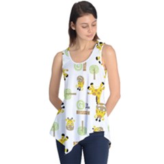 Vector-pattern-with-cute-giraffe-cartoon Sleeveless Tunic by uniart180623