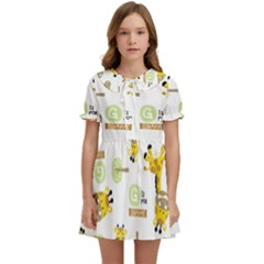 Vector-pattern-with-cute-giraffe-cartoon Kids  Sweet Collar Dress by uniart180623