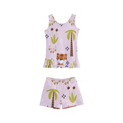 Cute-tiger-car-safari-seamless-pattern Kids  Boyleg Swimsuit by uniart180623