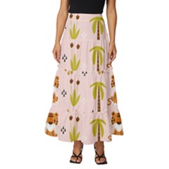 Cute-tiger-car-safari-seamless-pattern Tiered Ruffle Maxi Skirt by uniart180623