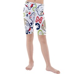 Animals-pattern Kids  Mid Length Swim Shorts by uniart180623