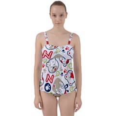 Animals-pattern Twist Front Tankini Set by uniart180623