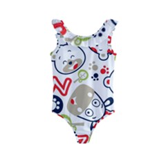 Animals-pattern Kids  Frill Swimsuit by uniart180623