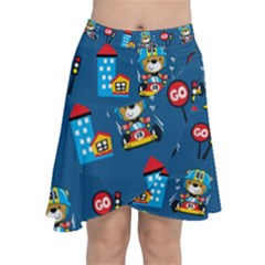 Racing-car-printing-set-cartoon-vector-pattern Chiffon Wrap Front Skirt by uniart180623