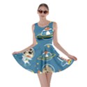 Seamless-pattern-funny-astronaut-outer-space-transportation Skater Dress View1