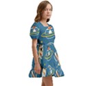 Seamless-pattern-funny-astronaut-outer-space-transportation Kids  Short Sleeve Dolly Dress View3