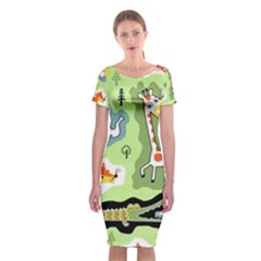 Seamless-pattern-with-wildlife-animals-cartoon Classic Short Sleeve Midi Dress by uniart180623