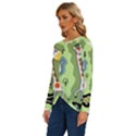 Seamless-pattern-with-wildlife-animals-cartoon Long Sleeve Crew Neck Pullover Top View2