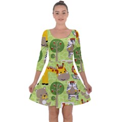 Funny-animals-cartoon Quarter Sleeve Skater Dress by uniart180623