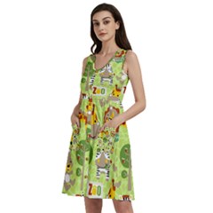 Funny-animals-cartoon Sleeveless Dress With Pocket by uniart180623