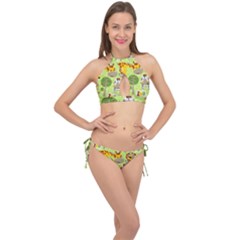 Funny-animals-cartoon Cross Front Halter Bikini Set by uniart180623