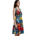 Seamless-pattern-vehicles-cartoon-with-funny-drivers Sleeveless V-neck skater dress with Pockets View3