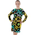 Seamless-leopard-wild-pattern-animal-print Long Sleeve Hoodie Dress View1