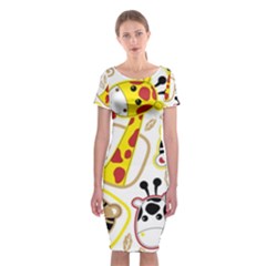 Vector-seamless-pattern-nice-animals-cartoon Classic Short Sleeve Midi Dress by uniart180623