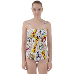 Vector-seamless-pattern-nice-animals-cartoon Twist Front Tankini Set by uniart180623