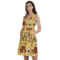 Seamless-pattern-funny-ranger-cartoon Sleeveless Dress With Pocket by uniart180623