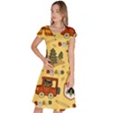 Seamless-pattern-funny-ranger-cartoon Classic Short Sleeve Dress View1