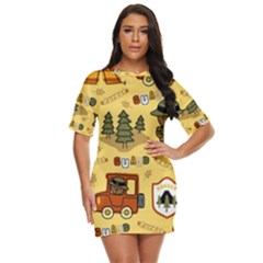 Seamless-pattern-funny-ranger-cartoon Just Threw It On Dress by uniart180623